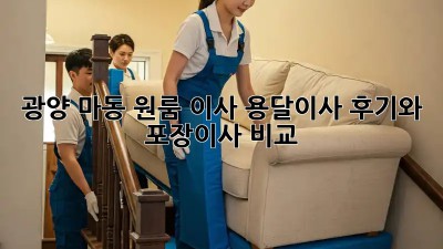 광양 마동 원룸 이사, 용달이사 후기와 포장이사 비교!
