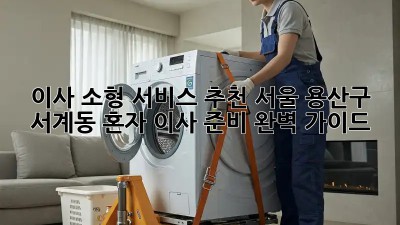 이사 소형 서비스 추천: 서울 용산구 서계동 혼자 이사 준비 완벽 가이드